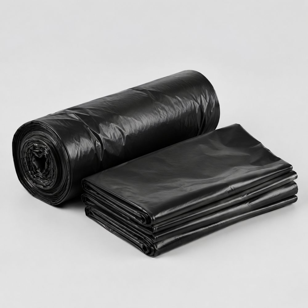工业垃圾袋 加厚平口 45×50cm 100只 加厚防渗 承重20kg 黑色环保降解